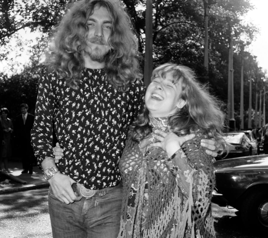 Robert Plant and Sandy Denny at the Melody Maker Awards, 1970, where they have been named Best Male Singer and Top British Female Singer respectively