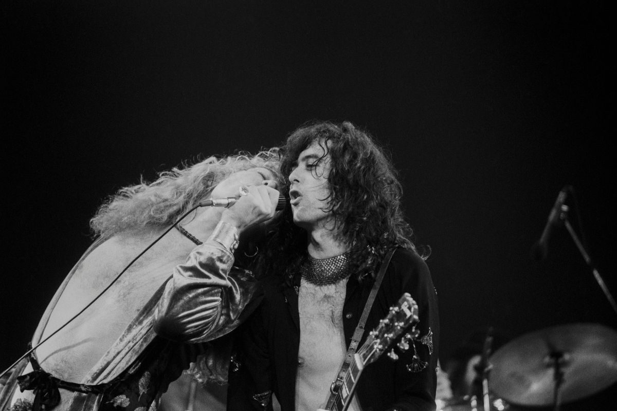 Robert Plant and Jimmy Page onstage, circa 1972