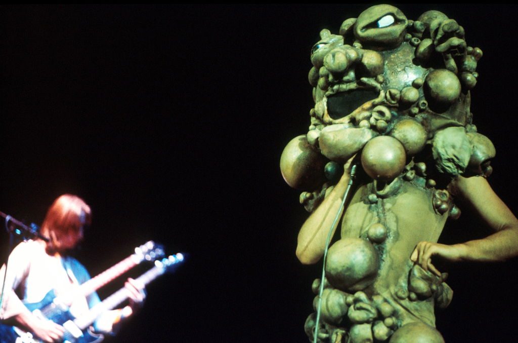 Peter Gabriel of Genesis performing as The Slipperman on the Lamb Lies Down on Broadway tour, 1974