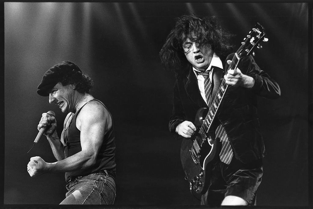Brian Johnson and Angus Young of AC/DC, 1991
