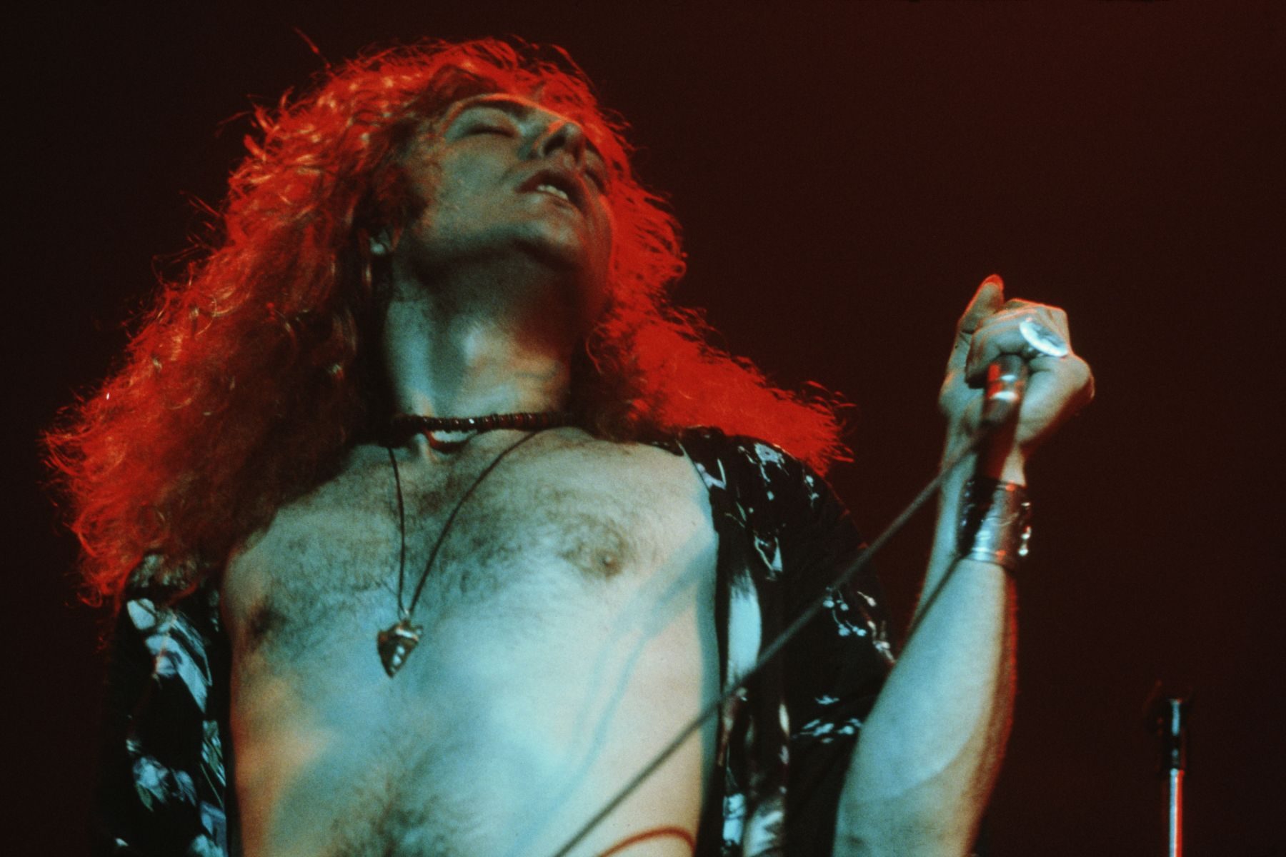 Robert Plant of Led Zeppelin onstage, 1971