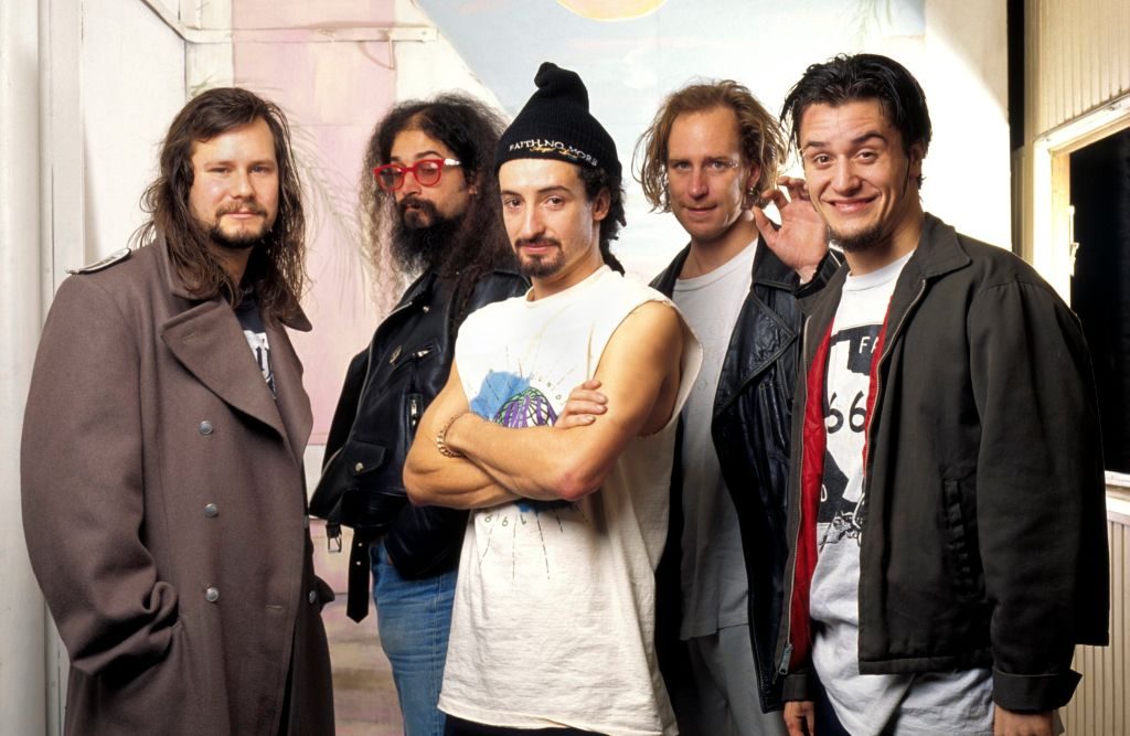 Faith No More, 1990. L-R Bill Gould, Jim Martin, Mike Bordin, Roddy Bottum, Mike Patton