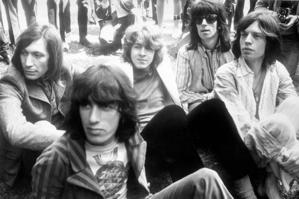 Rolling Stones 1969. L-R Charlie Watts, Bill Wyman, Mick Taylor, Keith Richards, Mick Jagger