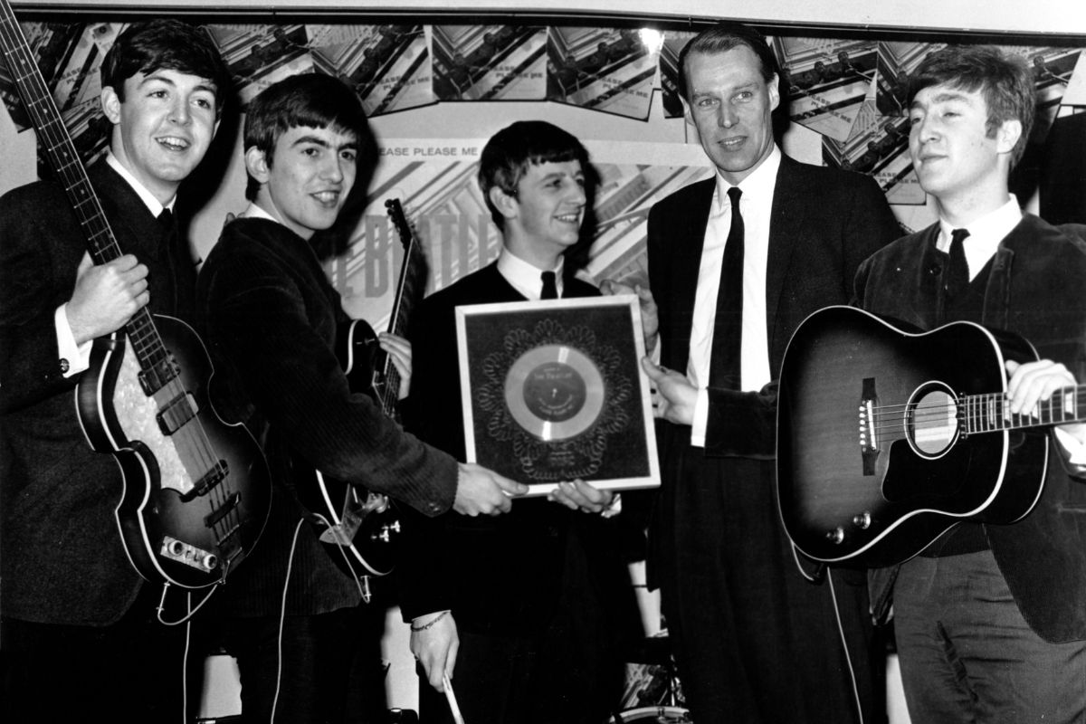 The Beatles with producer George Martin, 1964