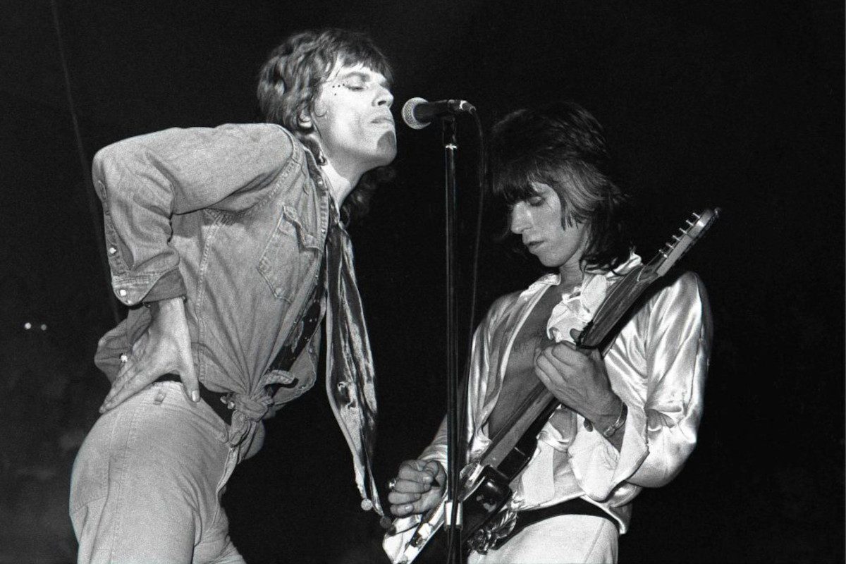 Mick Jagger and Keith Richards performing live for The Rolling Stones, 1972