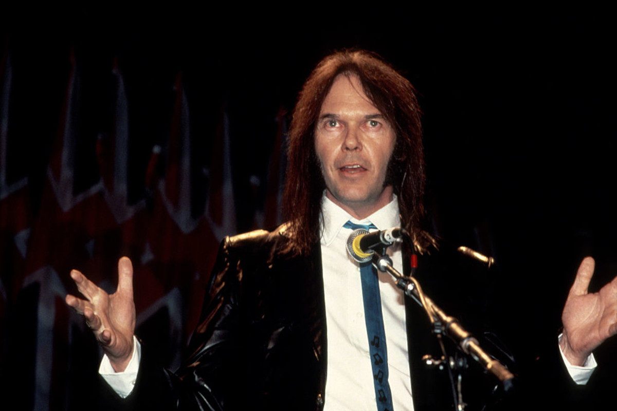 Neil Young at the 1988 Rock n Roll Hall of Fame Induction Ceremony, circa 1988