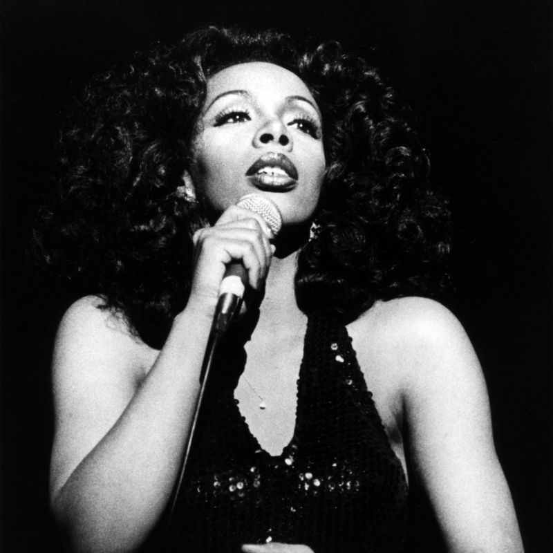American singer Donna SUMMER (1948-2012) singing live on stage circa 1977