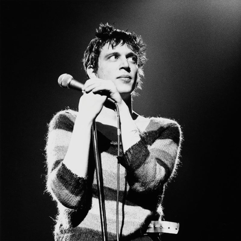 American singer, songwriter, bass guitarist and writer Richard Hell performing live with the Voidoids, circa 1977