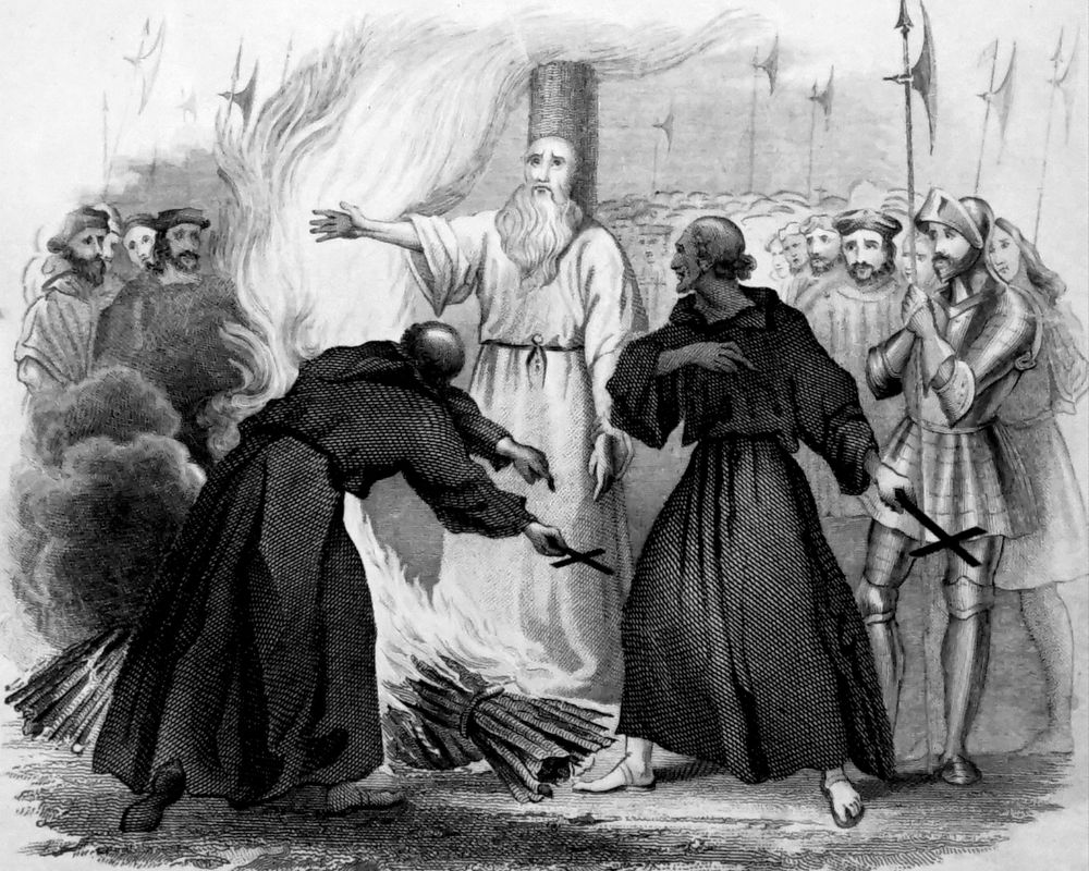 Illustration of the burning of Thomas Cranmer