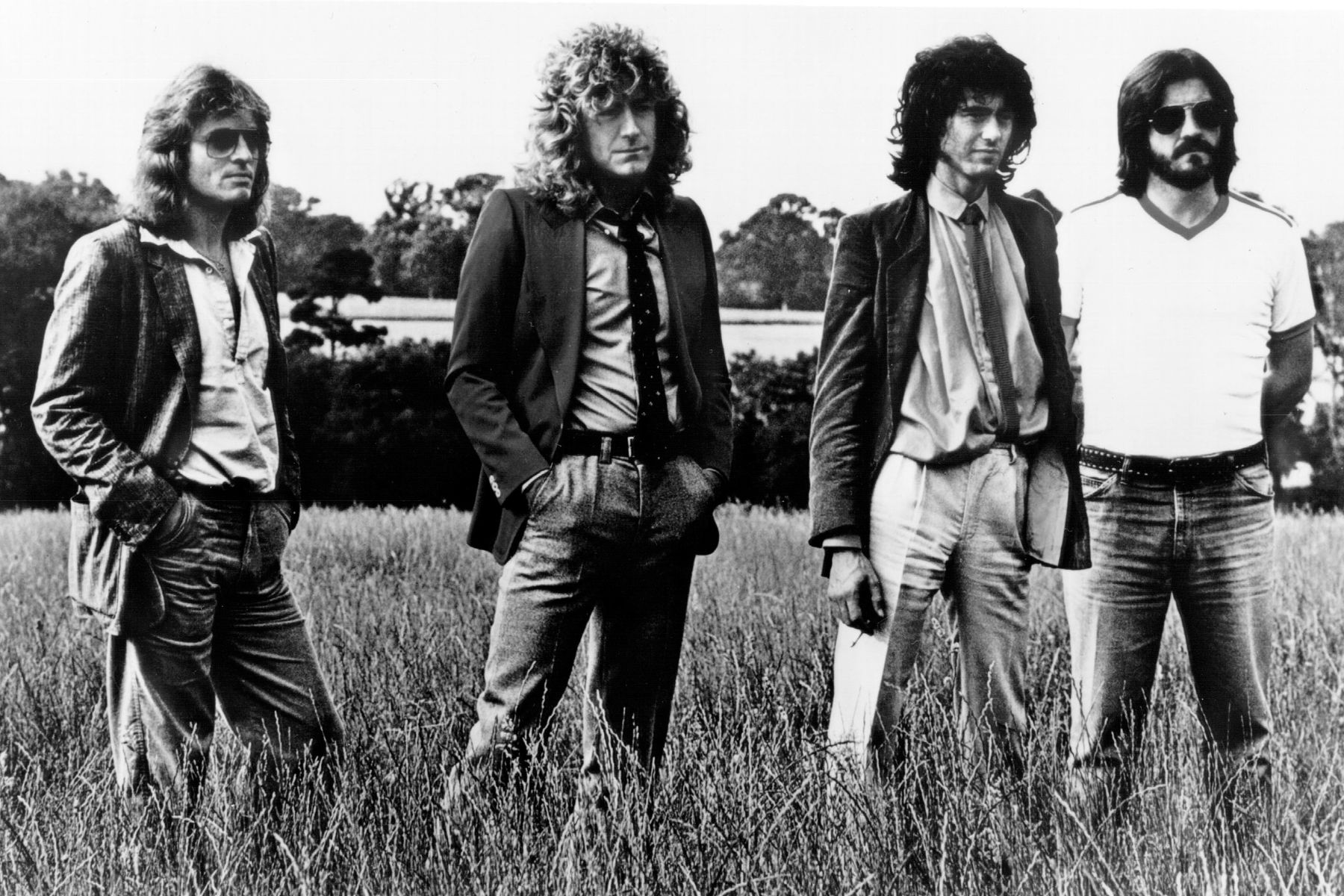 Led Zeppelin 1977. (L-R) John Paul Jones, Robert Plant, Jimmy Page, John Bonham.
