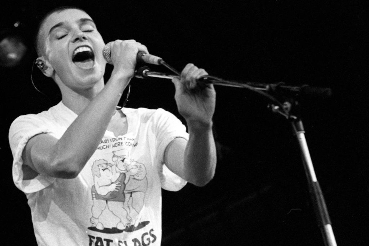Sinead O'Connor performs on stage at Glastonbury, United Kingdom, 1990