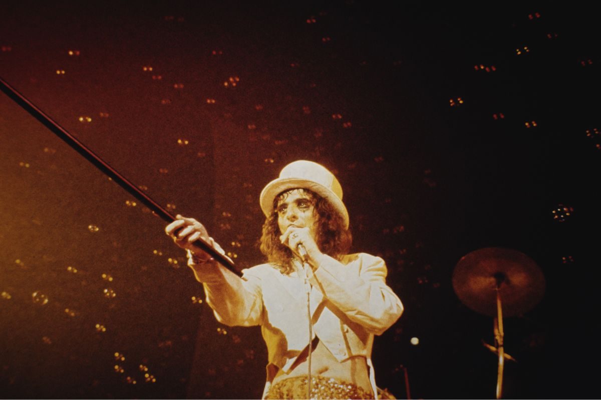 American rock singer Alice Cooper performs live on stage during the last night of the Killer Tour at Wembley Empire Pool in London on 30th June 1972