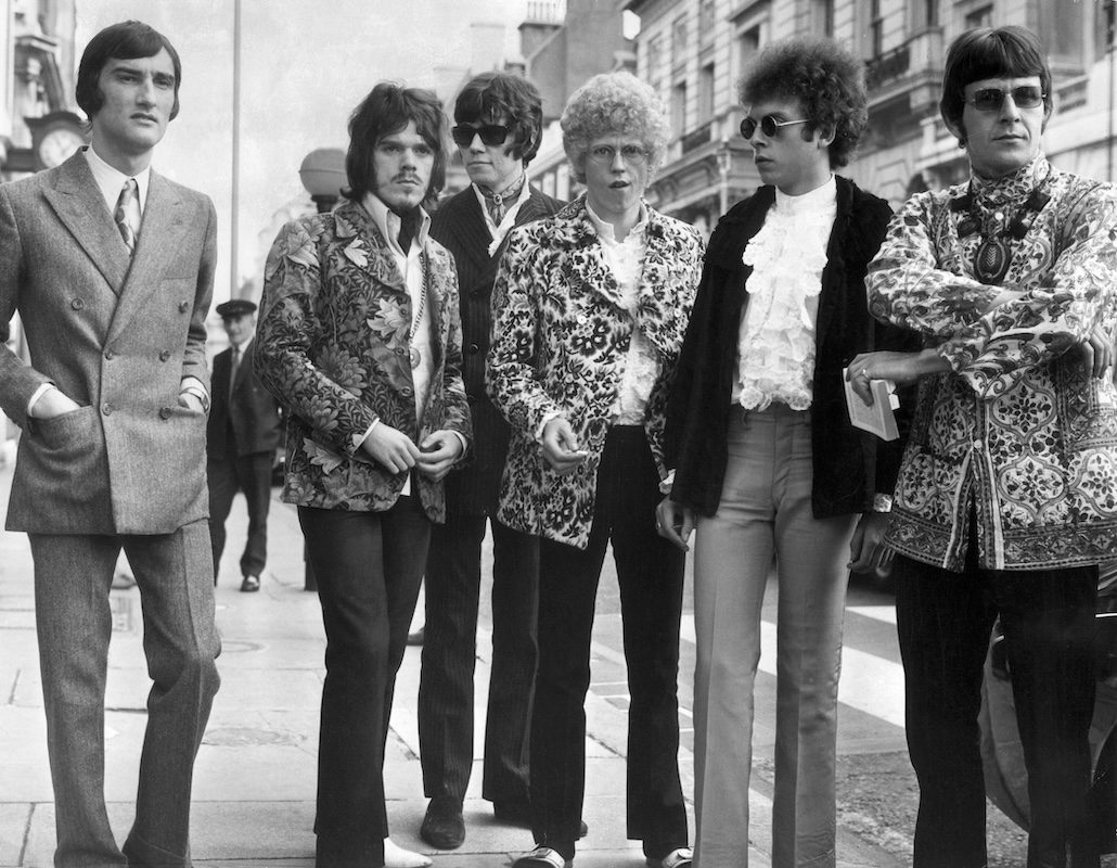 Black and white photo of The Move in jazzy jackets