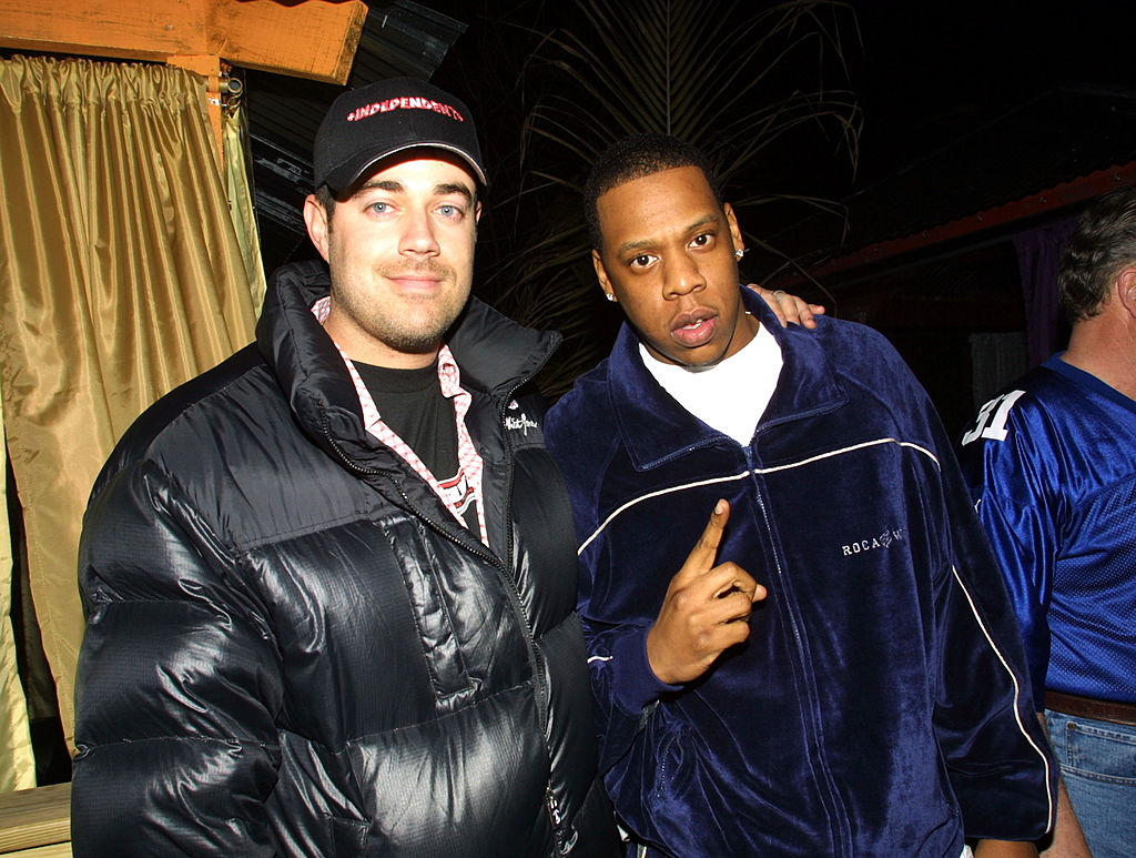 Jay-Z (R) with TV host Carson Daly, 2001