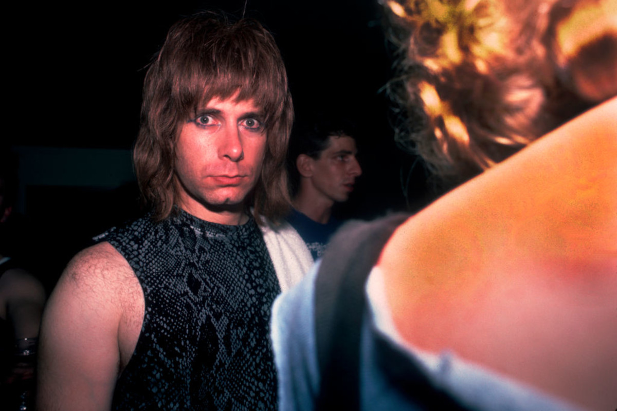 Christopher Guest, in costume as Nigel Tufnel of Spinal Tap, backstage at the Metro, Chicago, July 10, 1984