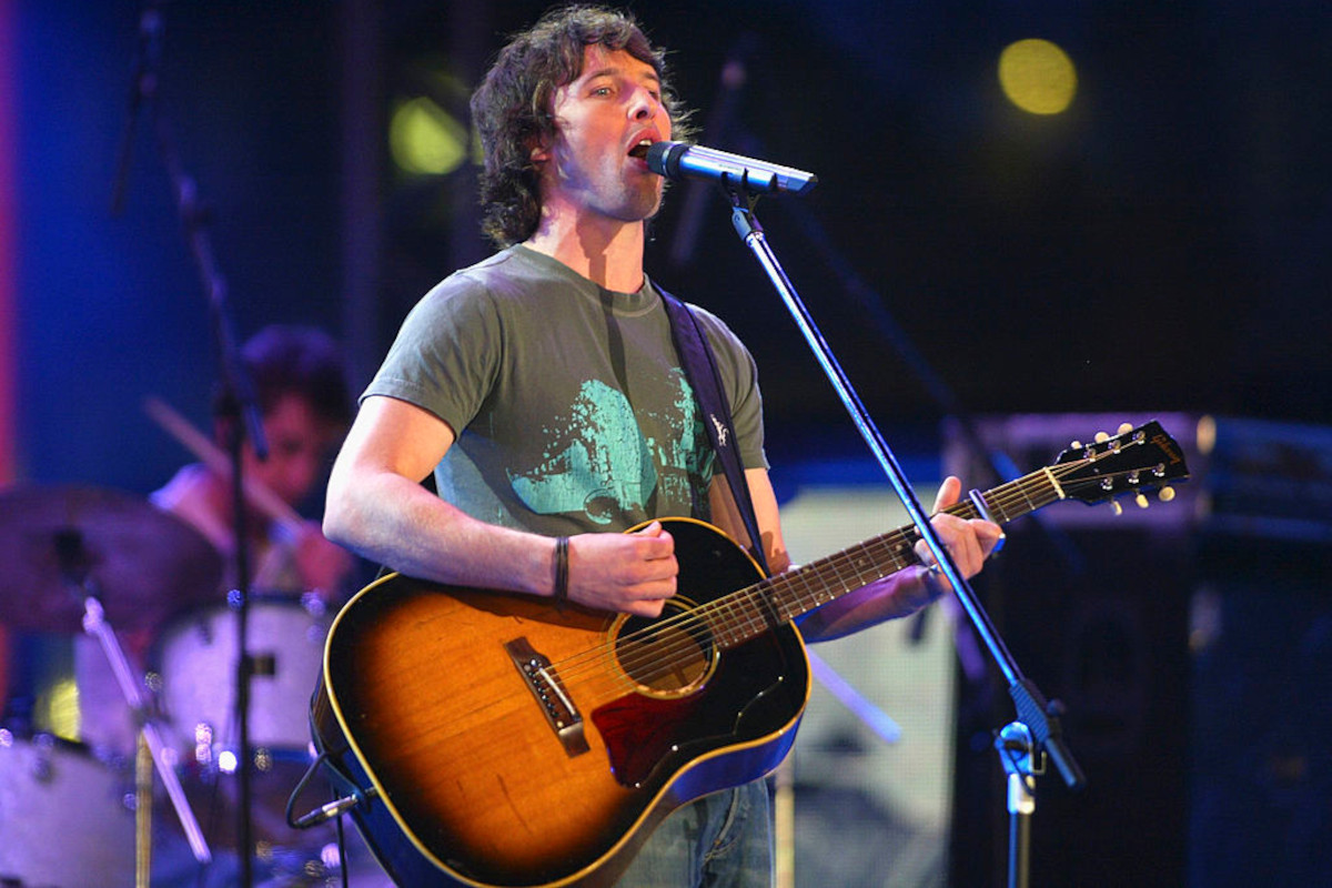 James Blunt performing on stage at the Festivalbar music festival at Piazza Castello, June 4, 2005