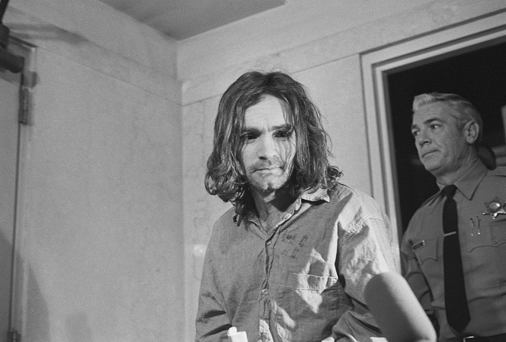 Charles Manson arrives in court, 1970